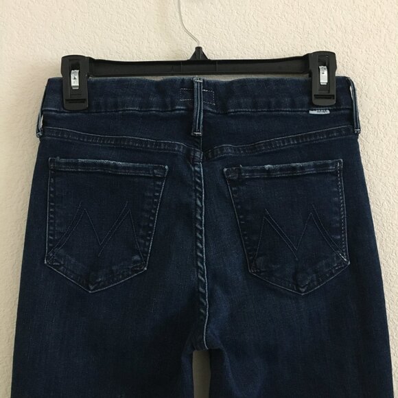 Mother Jean Womens 27 Skinny The Looker Ankle Fray Invitation Only Dark Blue - Picture 10 of 15